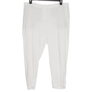 J Jill Linen Blend Pants White Pull On Stretch High Rise Crop Beach Plus Size 2X